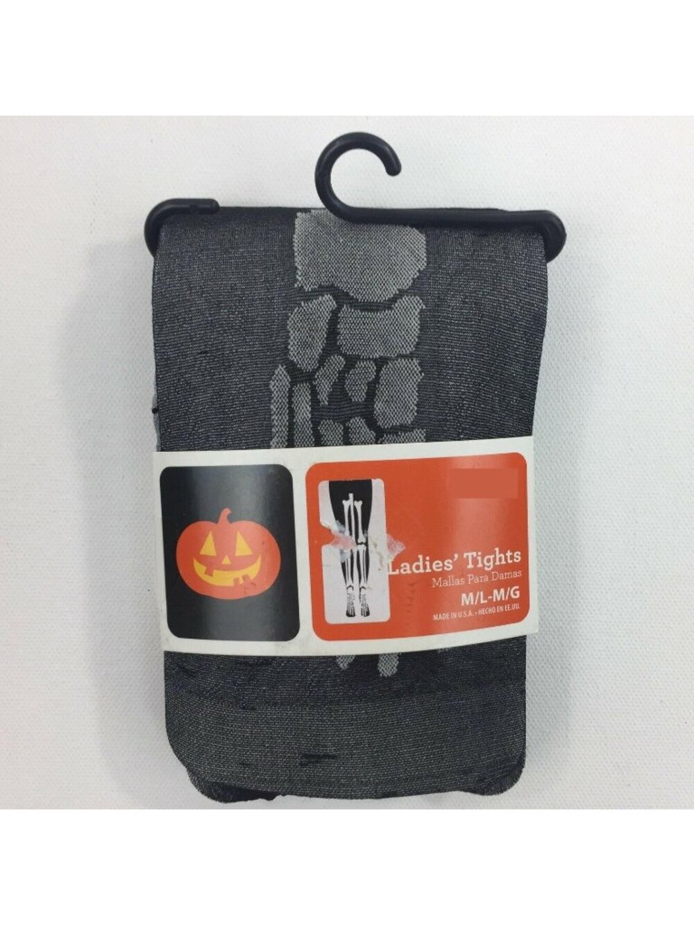 Halloween Costume Adult Black Skeleton Sheer Tights M/L Punk Rock Medium Large